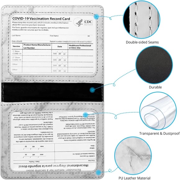 Marble Pattern Travel Vaccination Card Cover Holder Case Protector 4 x 3 inch - Picture 6 of 7